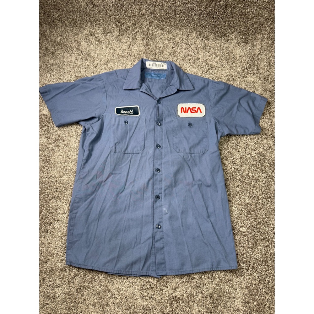 NASA Worm Logo Cintas Work Shirt Donald Employee Uniform Rare